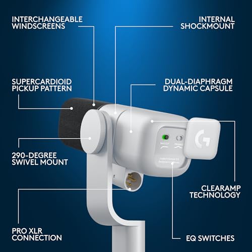 Logitech G Yeti Studio Active Dynamic XLR Broadcast Microphone - Off White - image 6