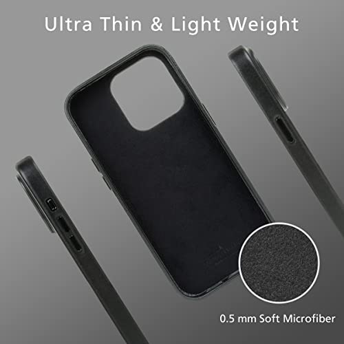 Alto Leather Case Designed For Iphone 14 Pro, Original Series Drop Protective Premium Handmade Italian Leather Phone Case (6.1 Inch, Iphone 14 Pro, Black) #TOP7