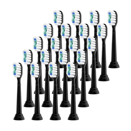 �����p���u���V�w�b�h�A Sonicare�d�����u���V�w�b�h1100 2100 4100 5100 5300 6100 7500�ɑΉ�(Black-20 Pcs)