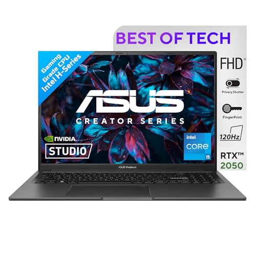 Image of ASUS Creator Series Vivobook 16X 2023, Intel Core i5-12450H 12th Gen, 16.0-inch FHD+ 120Hz, Creator /Gaming Laptop (8GB /512GB SSD /NVIDIA GeForce RTX 2050 /Win11 /FP /Black /1.80 kg),K3605ZF-MB521WS