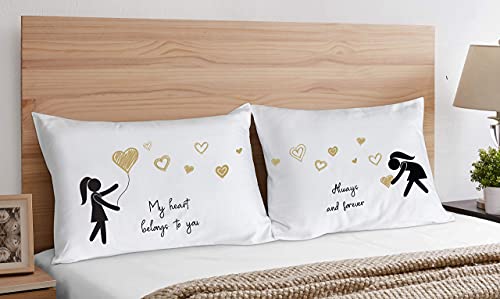 Sweet Jojo Designs Hers And Hers Lesbian Women Gay Couples Love Valentine Pillow Cases Standard Queen Pillowcase Sham Cover Set Bed Wedding Gifts Anniversary Funny Romantic Girlfriend Wife Mrs And Mrs #TOP1