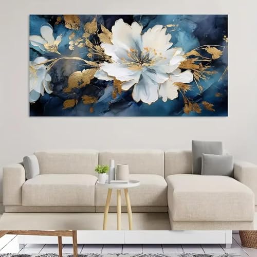 IHHGNB Póster impreso en lienzo, arte de pared moderno, hermosa acuarela, ramas de magnolia, pintura para decoración de dormitorio, 50 x 100 cm (20 x 39 pulgadas), sin marco