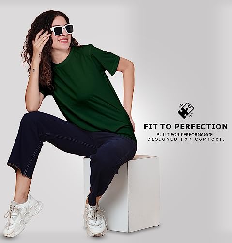 Image of Sleepynuts Women Boyfriend Plain Round Neck Half Sleeve T-Shirt