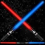 TOY Life 2 in 1 Light Up Saber 2 Pack for Kids Expandable Light Up Sword for Kids Adult LED + FX Sound Lightsavers Dual Light Up Toy Dark Saber for Adult Galaxy Wars Saber