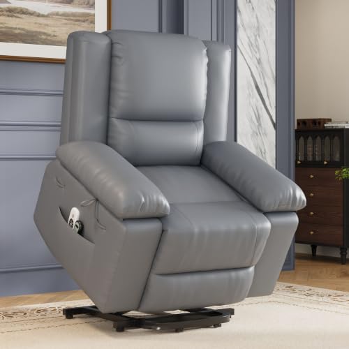 Image of GarveeHome Power Lift Recliner Chair - Heat and Massage, PU Leather Electric Lift Recliner for Elderly & Mobility Impaired, Adjustable Back and Legs, Heavy Duty Lift Chair for Seniors