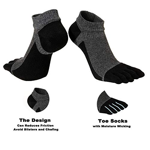 VWELL Toe Socks for Men Women Running Ankle Cotton Five Fingers Design Low Cut Athletic 4 Pairs Size 8-113