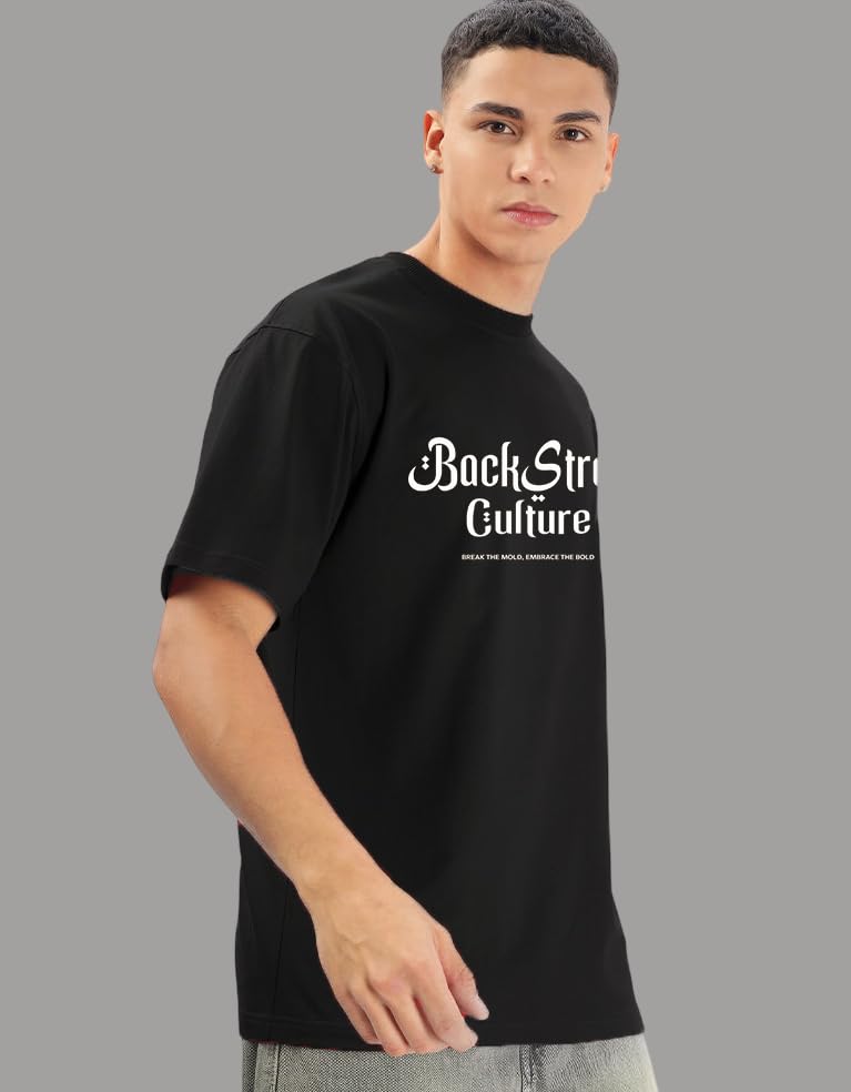 Image of Men's Half Sleeve Oversized Tshirt, Round Neck Longline Drop Shoulder Printed Loose Fit T-Shirt