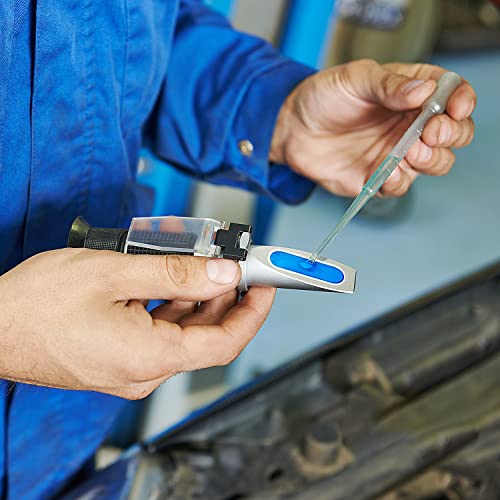 Image of Antifreeze Refractometer for Glycol, Coolant, Battery Acid, Checking Freezing Point, 4 in 1 Antifreeze Coolant Tester for Automobile Antifreeze Systems Windshield Washer Fluid