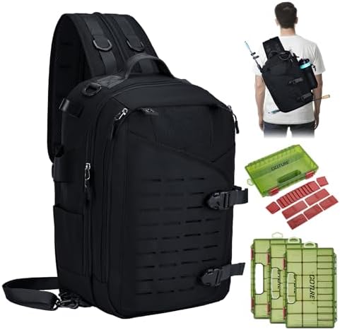 Goture Fishing Sling Bag (Black, with 3Green Handles 3600)