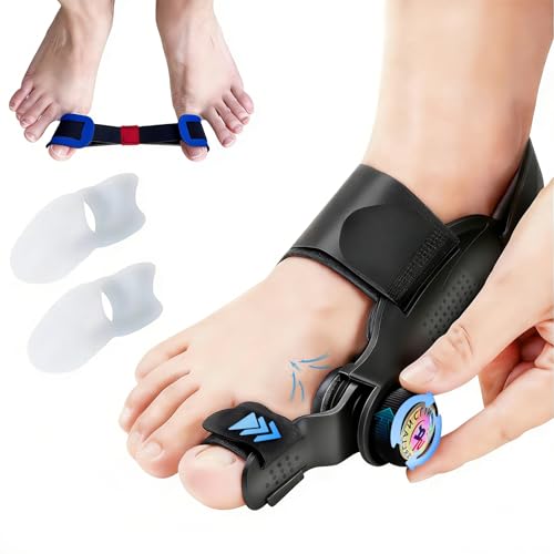 QIDUHUQI Hallux Valgus Korrektur Set, Upgrade Version mit Verstellbarer Hallux Valgus Schiene, Zehenstreckerband, 2X Silikon Zehenspreizer, Reduziert Hallux Valgus Belastung für Tag und Nacht Unisex
