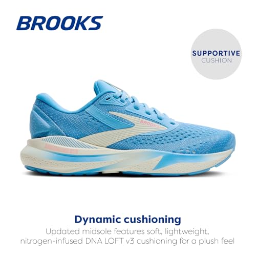 Brooks Women’s Adrenaline GTS 24 Supportive Running Shoe - Bonnie Blue/Grey/Pink - 8 Medium