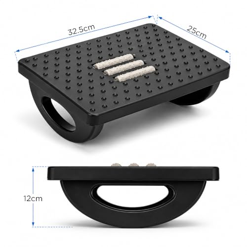 Image of Foot Rest for Office Chair with Acupressure Points & Massage Rollers, Under Desk Footrest for Home, Office, Work Desk, Computer Table & Sofa, Adjustable Foot Stool for Relaxation, (Rounded)