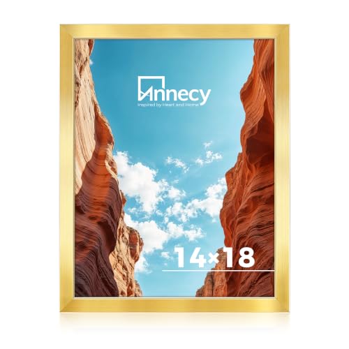 Annecy 14x18 Picture Frame Gold（1 Pack）, 14 x 18 Picture Frame for Wall Decoration, Classic Gold Minimalist Style Suitable for Decorating Houses, Offices, Hotels