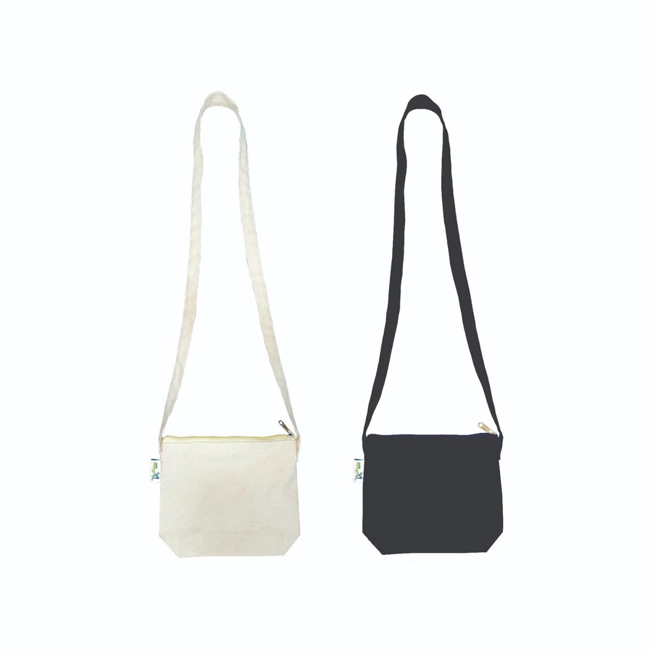 vantagekart Cotton Canvas Beige & Black Sling Bag for women: Handmade. Ideal for mobile phones, wallets, and crafting workshops. Set of 2-picture-44