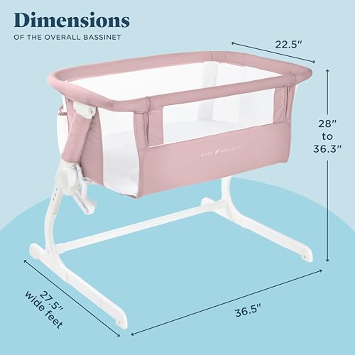 Image of Baby Delight Beside Me Dreamer Bassinet & Bedside Sleeper | Easy Access Zip-Down Panel | 8-Position Height Adjustment | 100% GOTS Certified Organic Cotton Fabric | Organic Rose