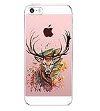 Pacyer Case kompatibel mit iPhone SE Hülle Silikon Ultra dünn Transparent iPhone 5S iPhone 5 Handyhülle Rückschale TPU Schutzhülle für Apple iPhone SE / 5S / 5 Cover Mädchen Elefant Federn (6)