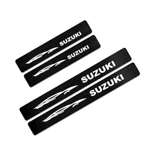 Vitior® Car Door Sill Protectors for Suzuki, 4 Pcs Reflective Carbon Fiber Vinyl Threshold Sticker Decorative Car Door Scuff Plate,Anti-Scratch, Anti-Dirty,