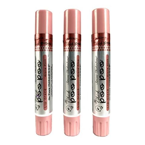 Lip Shimmer by Simone Chickenbone - 100% Natural Moisturizer La Chick Poo Poo Tinted Lip Balm - Vitamin E Lip Plumper for Dry, Chapped Lips - 3 Pack Glace Arora Pink. Made in USA Cover