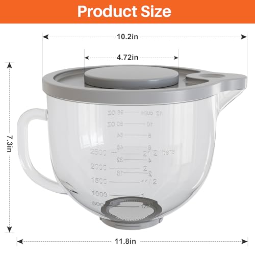 Tazón de vidrio compatible con KitchenAid 4.5 y 5 cuartos miniatura 2
