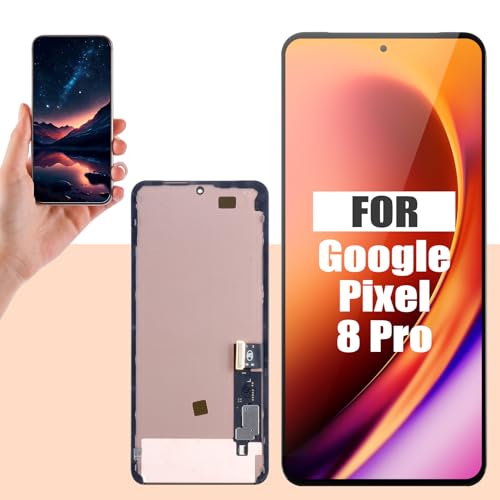 OLED Screen for Google Pixel 8 Pro 5G Screen Replacement for Pixel 8 Pro LCD Screen GC3VE,G1MNW Touch Display Digitizer Assembly Repair Parts (Black No Frame)