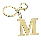 Suweibuke Stainless Steel Gold Letter A-Z Keychain for Women Men, Initial Letter Pendant with Key Ring, Charms for Key Backpack Bag (Gold-M)
