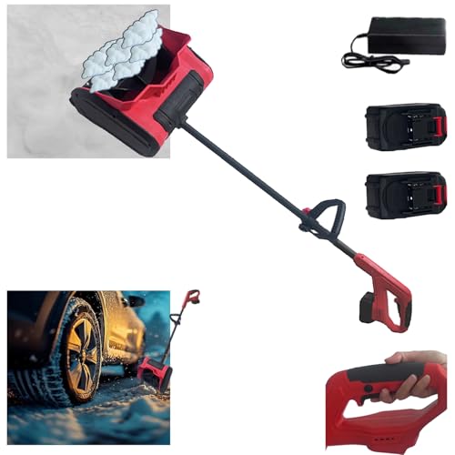 Hooha Elektrische Schneeschaufel mit Zusatzhandgriff 15cm Arbeitshöhe & 32cm Arbeitsbreite & 15cm Schneebürste Leichtes Gewicht Kontinuierliches 21V Schaufeln Schnelles Effizient Schneeräumgeräte