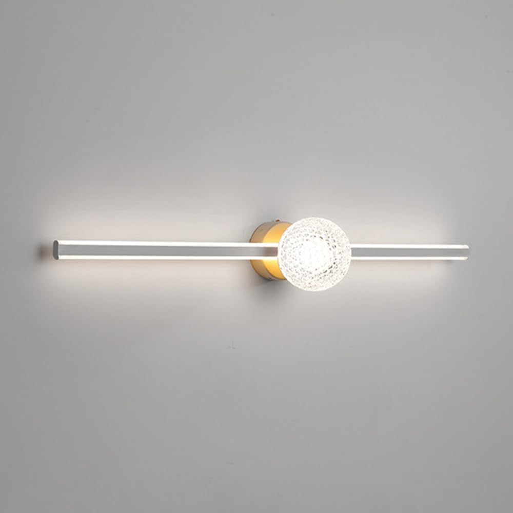 KXEcoLife Modern wall lamp Minimalist Mirror with Spherical Glass Lampshade LED Lighting Fixtures Light
