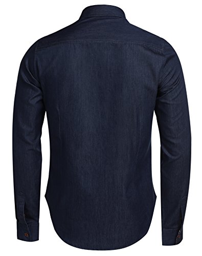 Yitrend Jeanshemd voor heren, lange mouwen, denim shirt met geruit, regular fit, basic vrijetijdshemd, cowboy-stijl voor mannen - Image 4