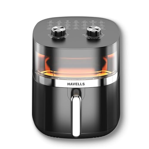 Havells Prolife Stellar Chef Smartchoice Air Fryer 5.5 Ltr|1500 Watts|See Through Window|Aerocrisp Tech: Rapid air circulation in every direction|Non Stick Silicon Coated Basket|2 Year Brand Warranty