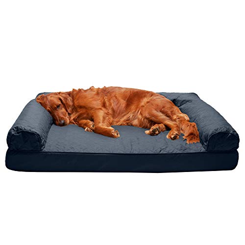 Furhaven Pet Dog Bed - Orthopedic Quilted Traditional Sofa