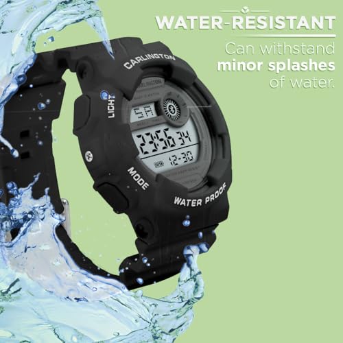 Image of Carlington Kids Digital Watch for Boys and Girls Age 3 to 14 Years Multicoloured Band with Alarm and Date Display - 9121