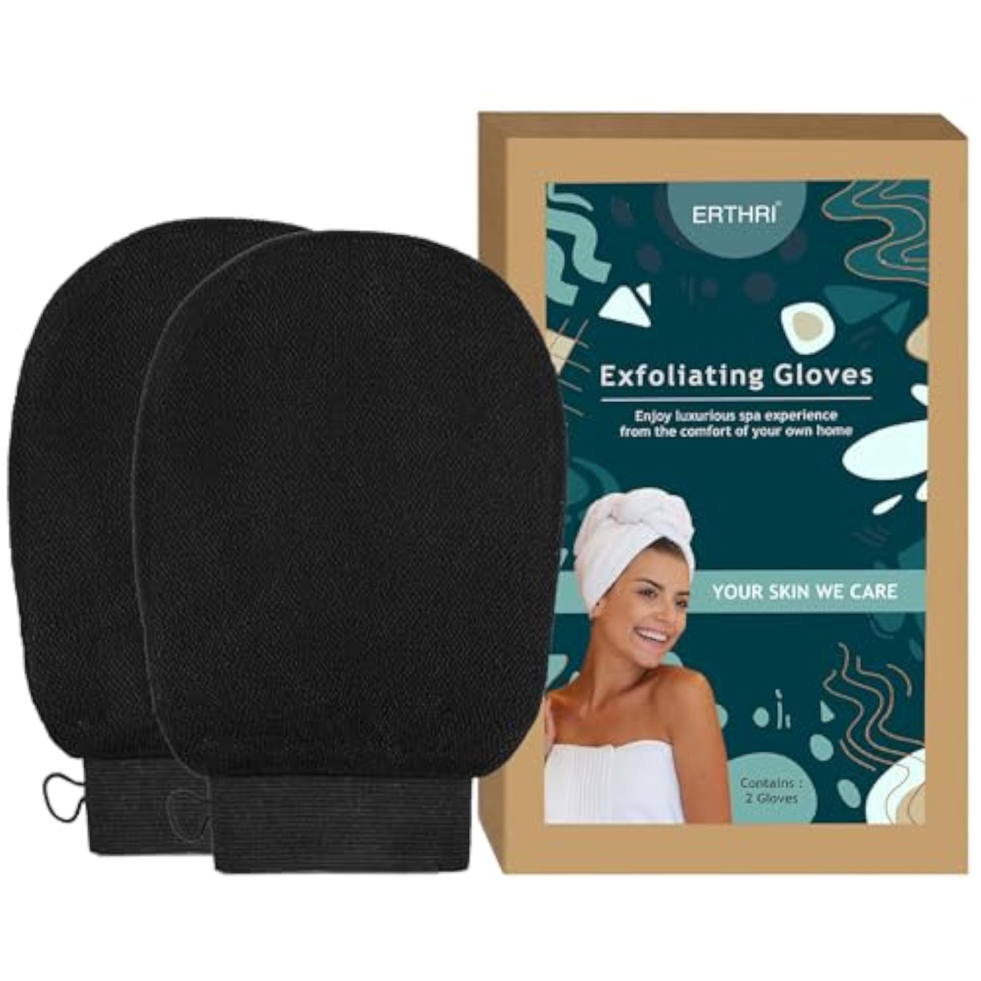Body Exfoliating Gloves, Pack of 2, Bathing Gloves for Tan Removal