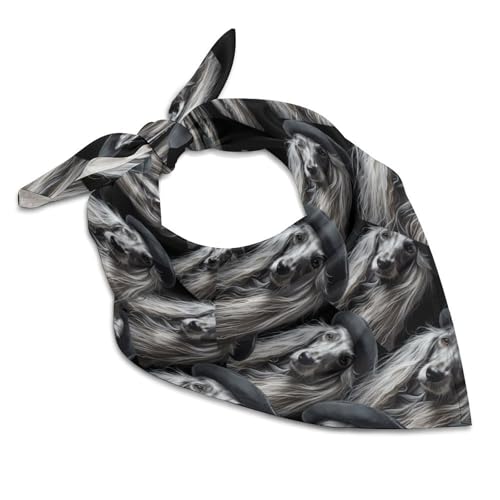 SMAZDFXX Langhaar-Hund mit Hut, modisches Kopftuch für Frauen, seidenartig, Bandana, Halstuch, Satin, quadratische Schals, Geschenke