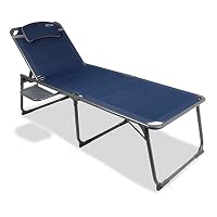 Quest Leisure Ragley Range – Premium Folding Outdoor & Camping Chairs – Padded Reclining Chairs, Loungers & Accessories for Garden, Caravan & Festivals (Ragley Pro Lounge Bed with Side Table, 1)