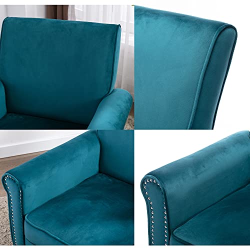 Morden Fort Accent Bedroom Chair Velvet Upholstered Armchair For Bedroom Living Room Club Office (Green) #TOP5