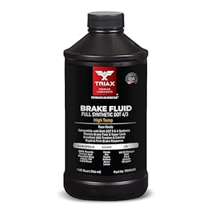 TRIAX Brake Fluid DOT 3&4 – Full Synthetic, High Temp, Heavy Duty, All-Vehicle, Race Ready – European, Asian, & US Vehicles – Resists Brake Fade & Vapor Lock, ABS Traction & Control (1 Quart)