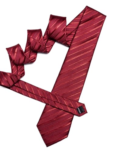 Image of Barry.Wang Man Stripe Ties Set Silk Woven Pocket Square Necktie Cufflinks Formal Party Business