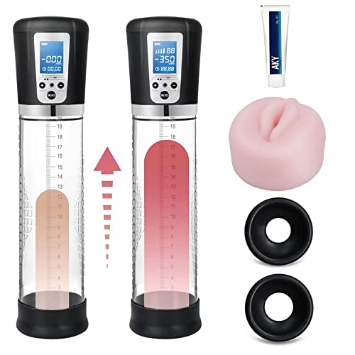 Bombas eléctricas para pene, bomba automática de vacío para pene para hombres, agrandamiento del pene con 4 niveles de succión, copa masturbadora eléctrica para erecciones más duras y más grandes