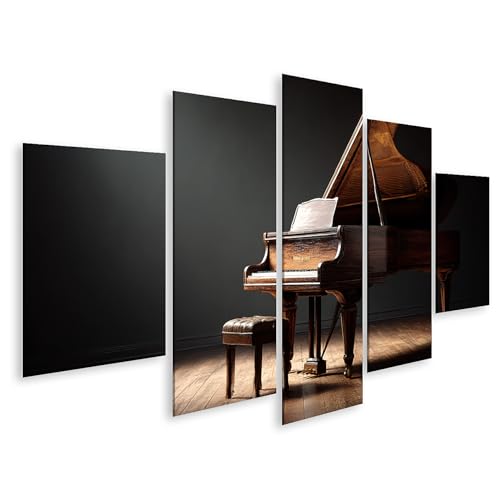 Cadre deco musique grand format 5 pièces pour salon moderne