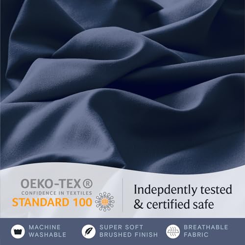 LuxClub Twin Sheets - Soft Kids Bed Sheet for Boys and Girls, 4 PC Deep Pockets 18" Eco Friendly Wrinkle Free Machine Washable Hotel Bedding Silky Soft- Navy - Image 6