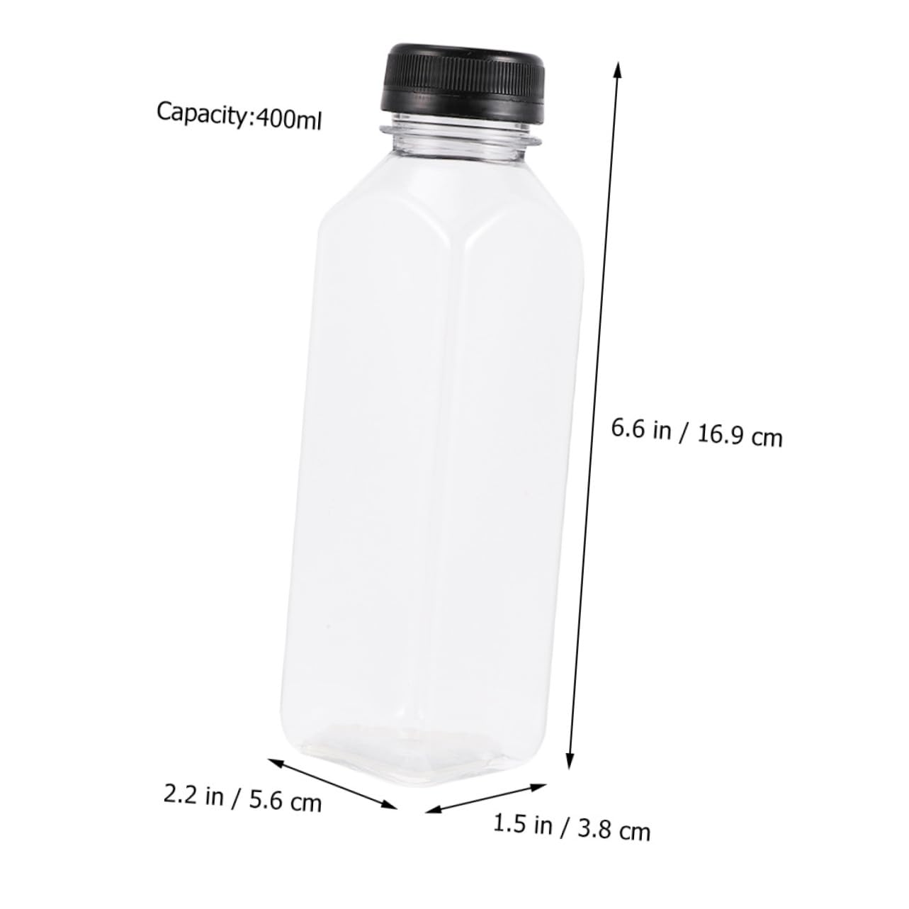 Bottiglia per Bevande 400ml in Plastica Nera, Riutilizzabile, 12 Pezzi