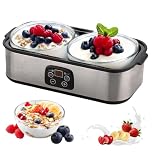 Bekasa 2L Yogurt Maker Machine with 2pcs Large Glass Jars, Adjustable Time & Temp Control Automatic Yogurt Makers 48H Timer Probiotic Yogurt Maker for Organic Yoghurt, Homemade Dessert