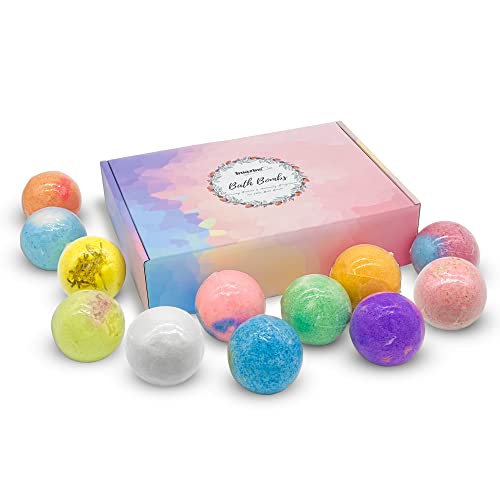 Bath Bombs Valentines Days Gifts for her -12 Pcs Handmade & Natural Bath Bombs, Perfect for Lush Bubble Bath Cosmetics, Unique Gifts Set for Women Wife Mom Kids Sister Girlfriend Girls Couples