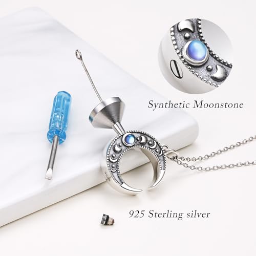 DAOCHONG 925 Sterling Silver Urn Necklace for Ashes Infinity Heart Pendant With Cubic Zirconia Moonstone Teardrop Keepsake Necklace Cremation Jewelry Memorial Pendant Lockets for Ashes 18 inches to 20 inches4