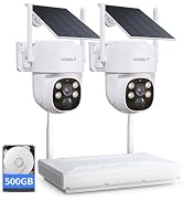VORGUT Wireless Solar Camera System Outdoor, 2PCS 4MP PTZ Solar Powered Camera,10CH NVR with 500G...