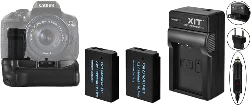 Battery Grip + 2-Pcs LP-E17 Battery & Charger For Canon