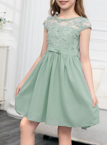 blibean Girls Elegant Lace Mesh Semi Formal Party Dress Size 6-15 Years3