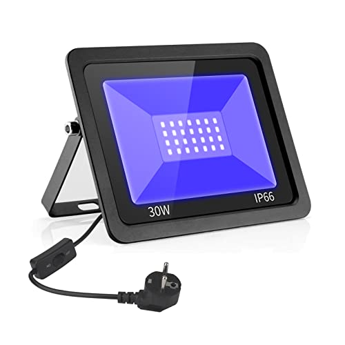 Eleganted Foco UV 30W, UV Luz Negra 365nm Inundación, Foco UV Ultravioleta Luz Fluorescente Lámpara de Escenario para Bar Club DJ Discoteca Fiesta KTV Pinta Corporal Gimnasio Halloween