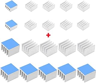 20pcs Aluminum Heatsink Kit (8.8x8.8x5mm + 14x14x10mm) with Themal Conductive Adhesive Tape for Raspberry pi Electronic Chip VGA RAM MOS IC Cooling