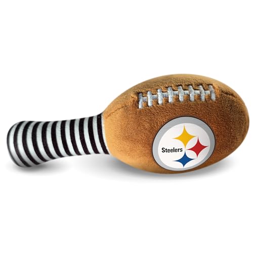 Image of Pittsburgh Steelers Plush Football Rattle by Smilo - Officially Licensed NFL Baby Rattle Toy - Soft Baby Rattle with Bell - for Babies and Toddlers from 3 Months